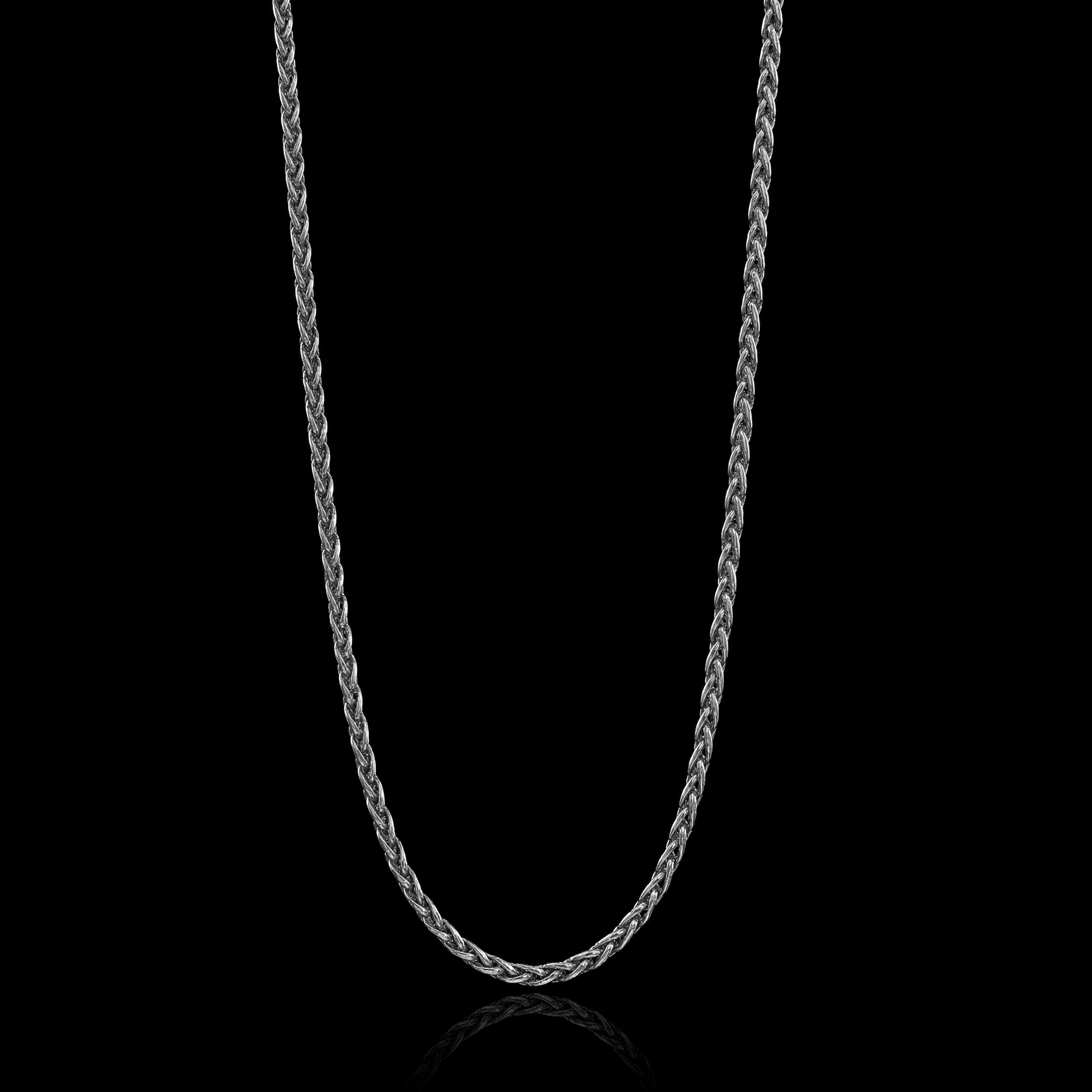 Sterling Silver Biker Chain Necklace – Wheat Chain for Motorcycle Riders | 4MM WHEAT CHAIN