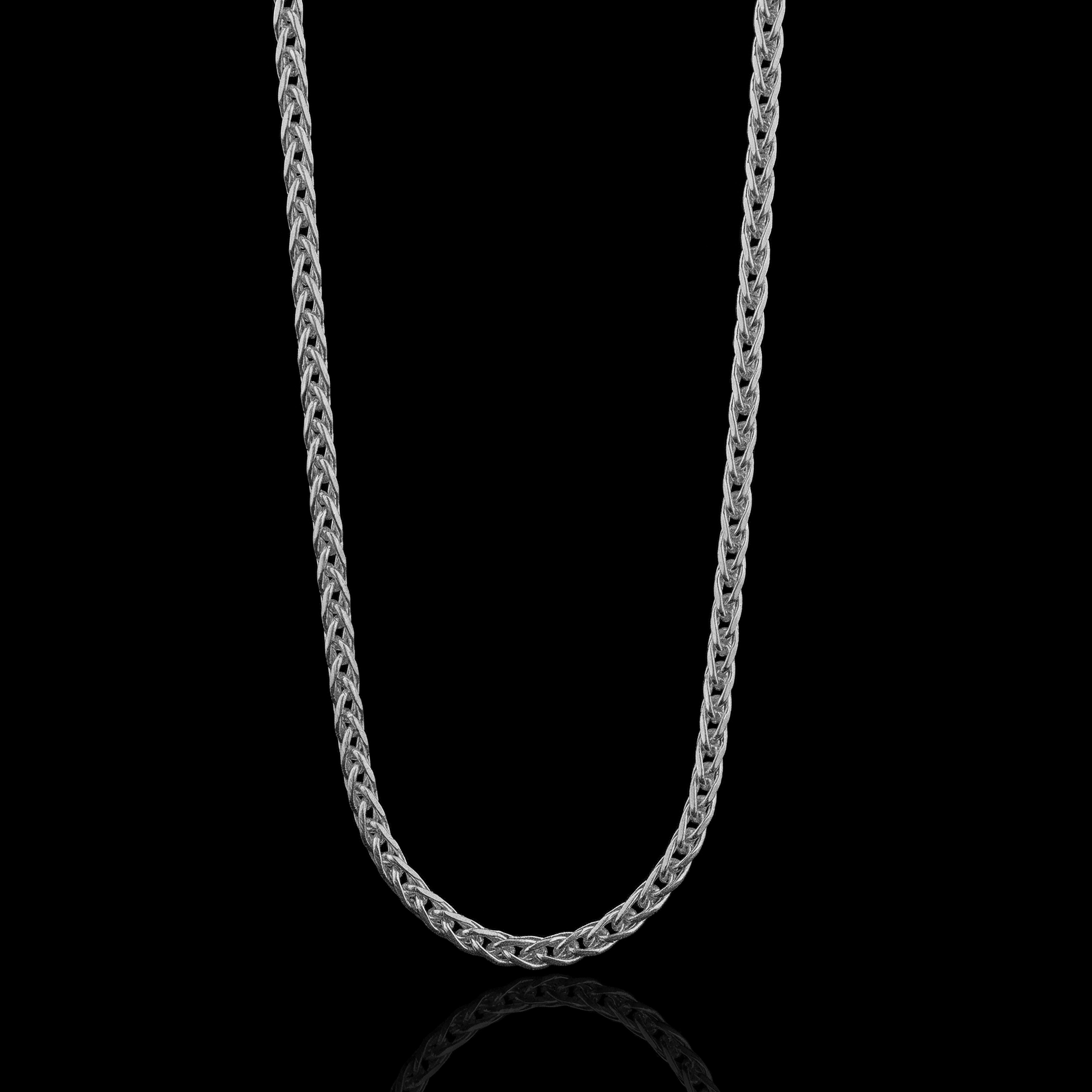Sterling Silver Biker Chain Necklace – Wheat Chain for Motorcycle Riders | 5MM WHEAT CHAIN