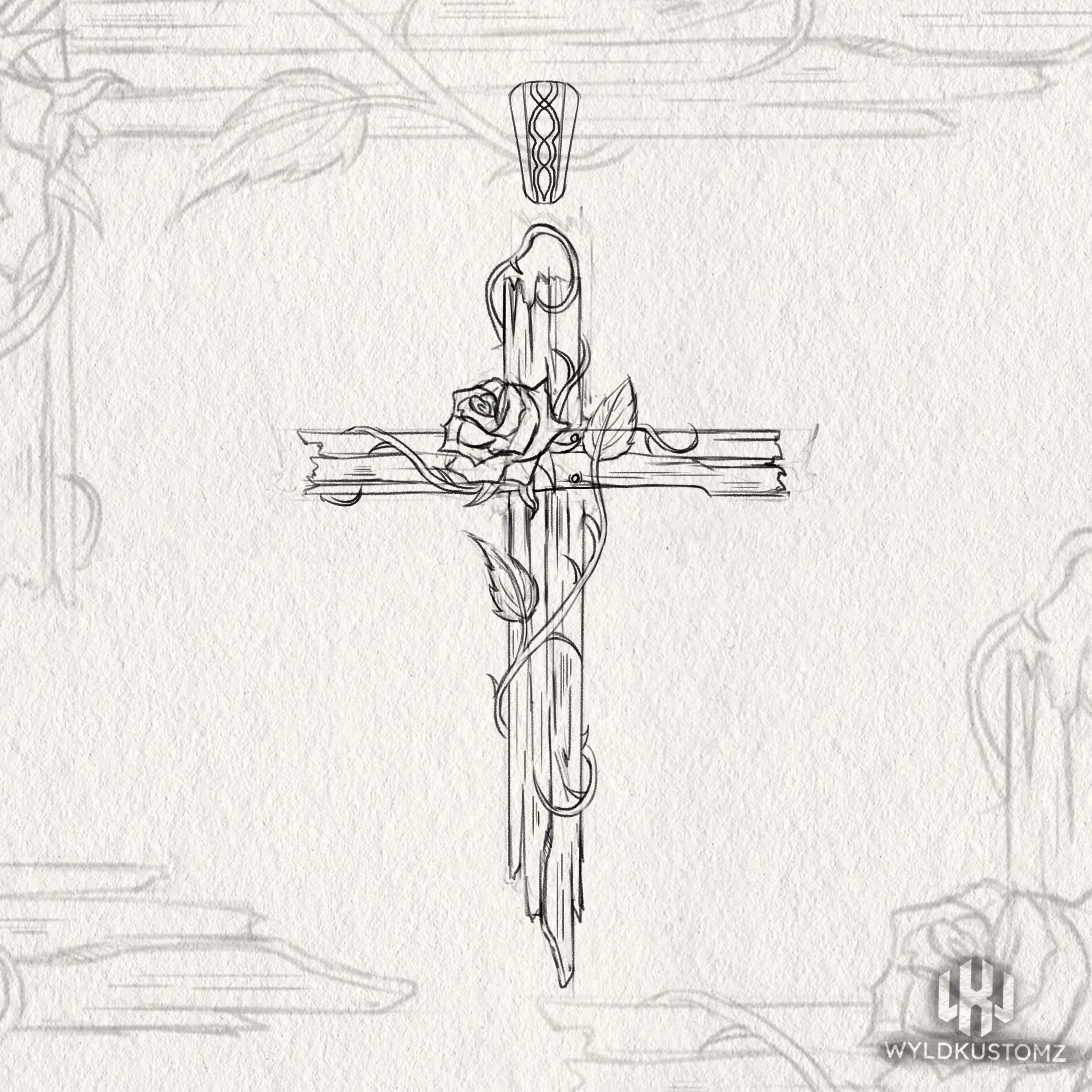 THORNED ROSE CROSS PENDANT