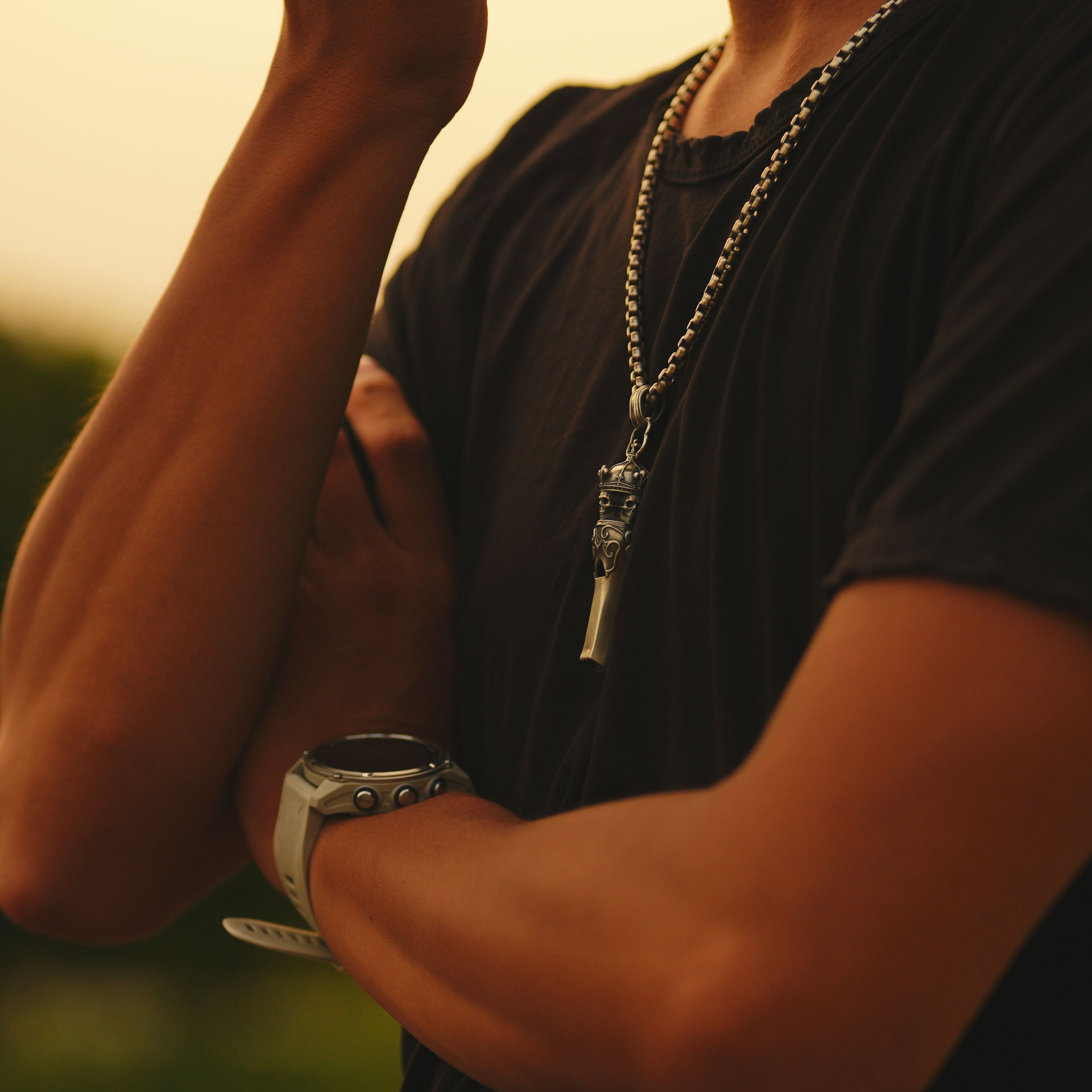 WYLDKUSTOMZ  Crown Skull Whistle Pendant – Sterling Silver Handcrafted Biker Jewelry | HONORCALL