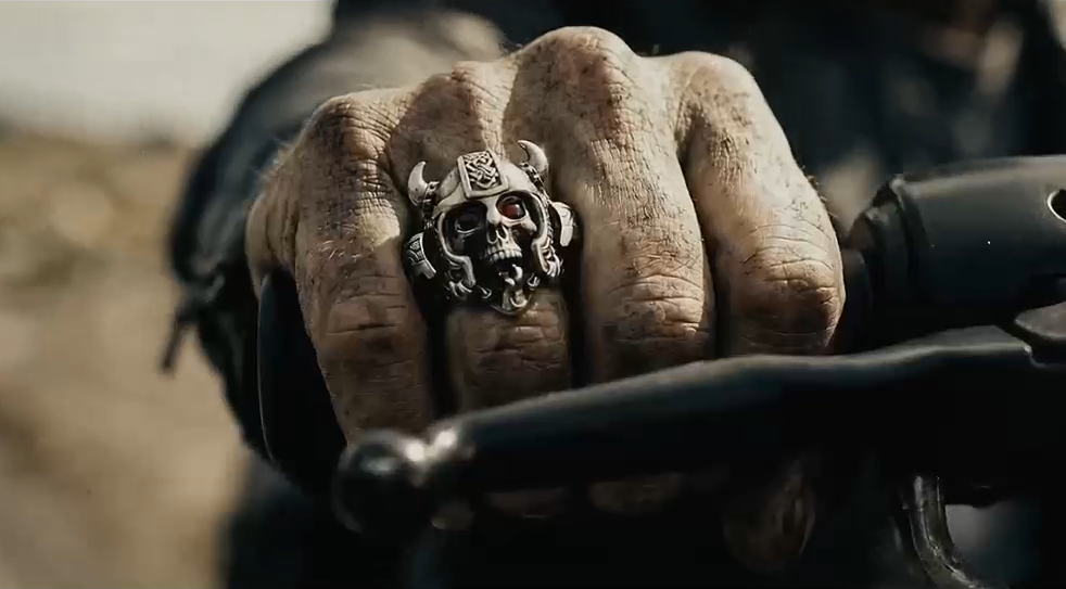 Viking Skull Biker Ring – Sterling Silver Helmet Design with Red Gem Eyes | WARBORN FLAME