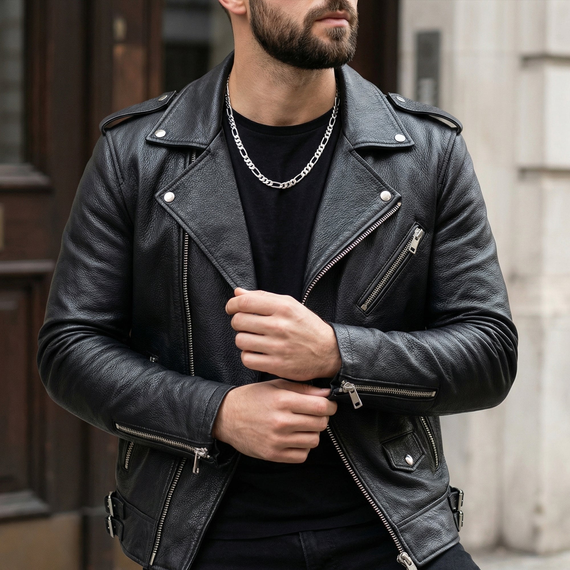 Sterling Silver Biker Chain Necklace – Heavy Figaro Chain for Motorcycle Riders | 7.5MM FIGARO CHAIN