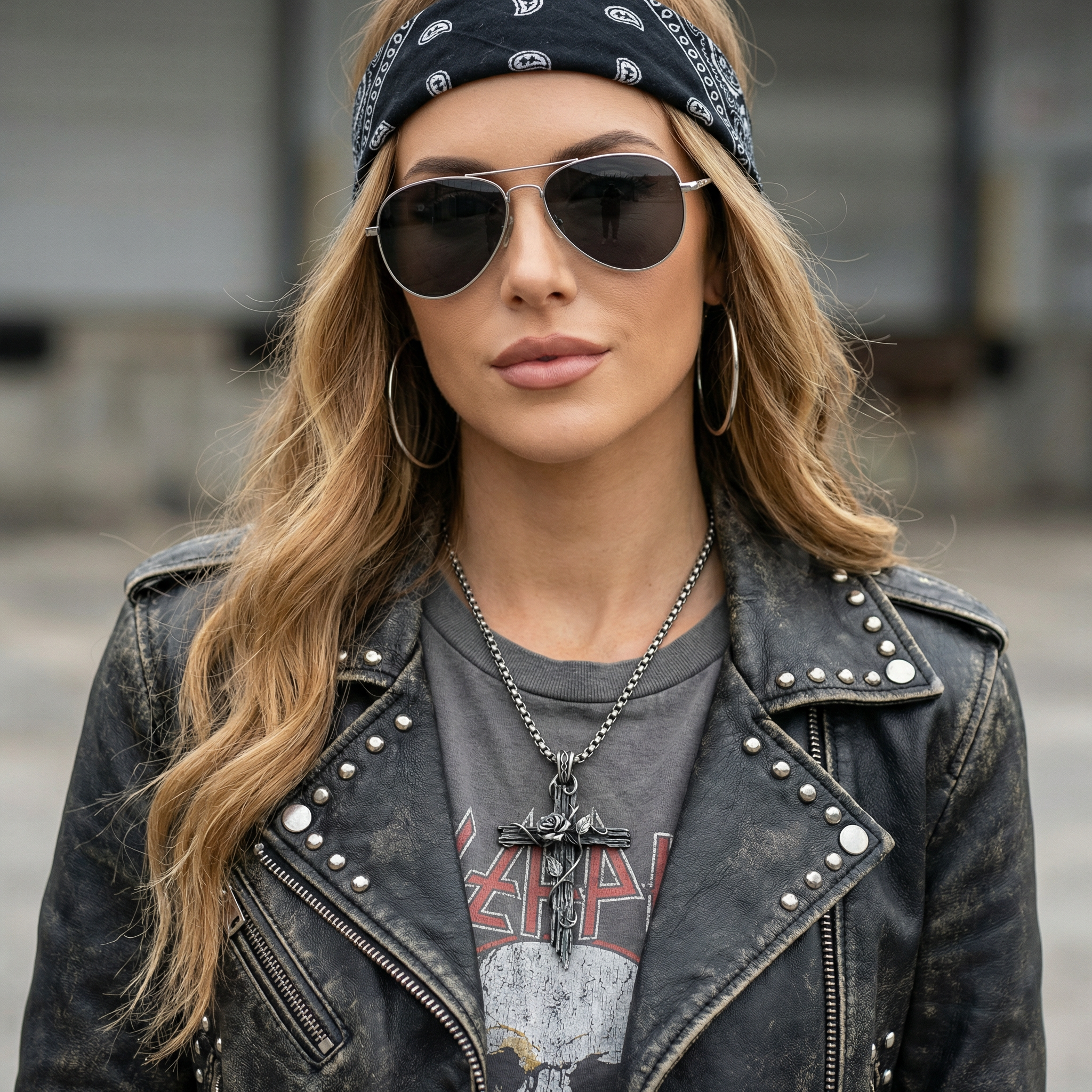 Rose Cross Biker Pendant – Sterling Silver Gothic Motorcycle Jewelry | THORNED ROSE CROSS