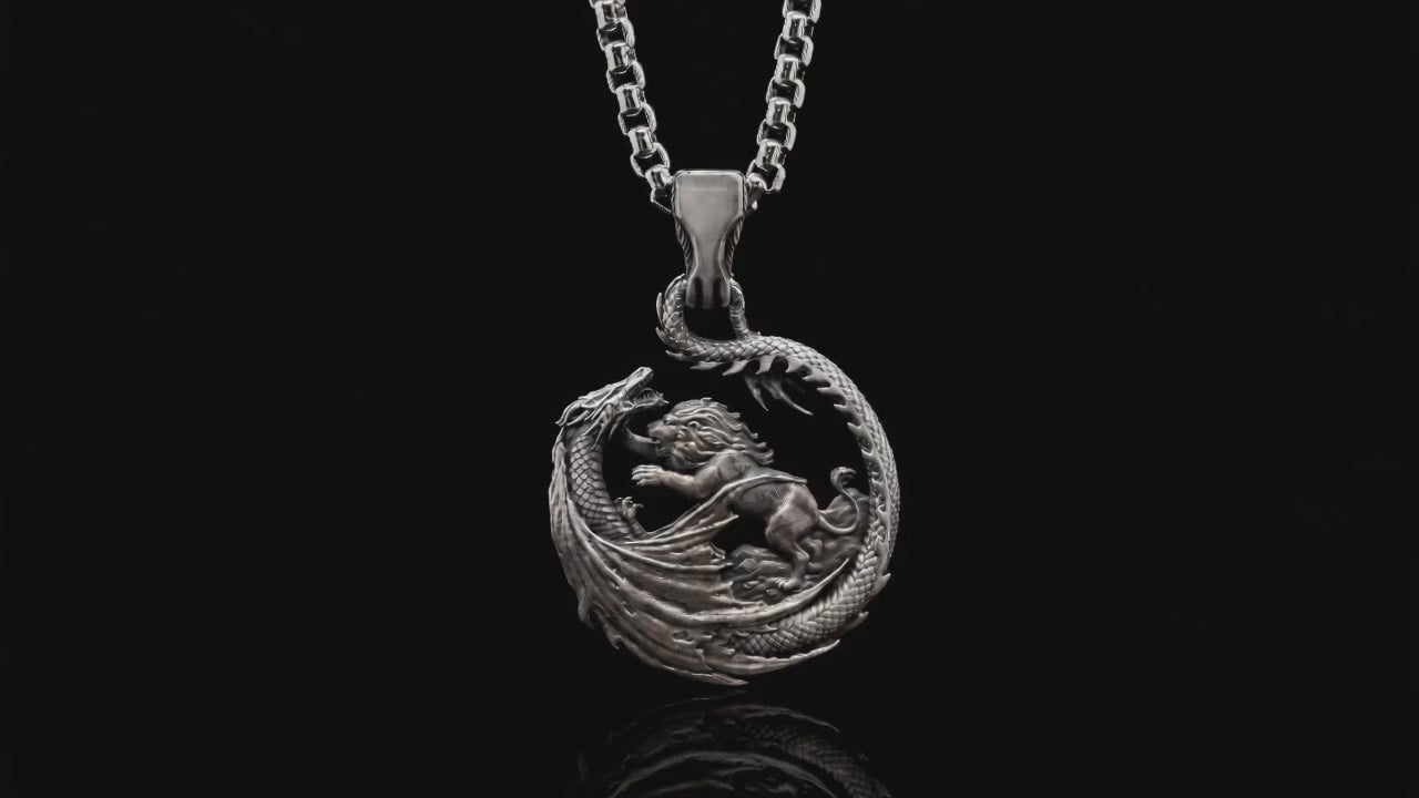 Will Untamed Biker Pendant – Sterling Silver Dragon Lion
